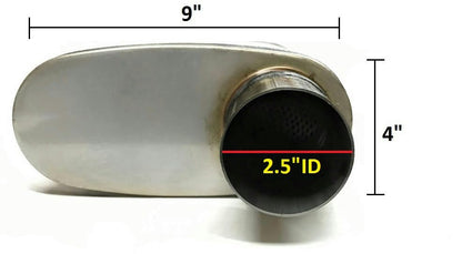 Colt Exhaust | Stainless Steel Universal Performance Muffler 2.5" Inch Inlet x 2.5" Inch Outlet x 24" Inch Long | Automotive Replacement Part