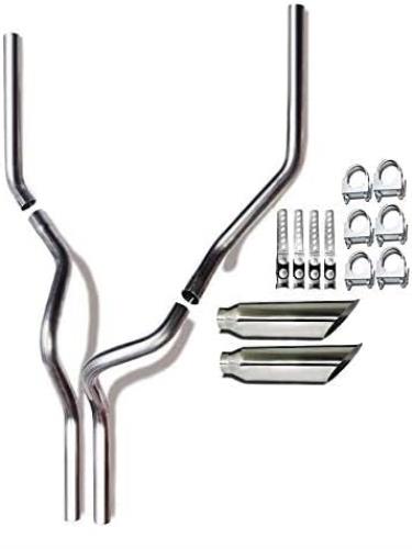 1987-2002 Chevrolet Silverado/C/K 1500 and 2500 Dual 2.5'' Mandrel-Bent Exhaust Pipe with Angle Cut Tips for Gas Models