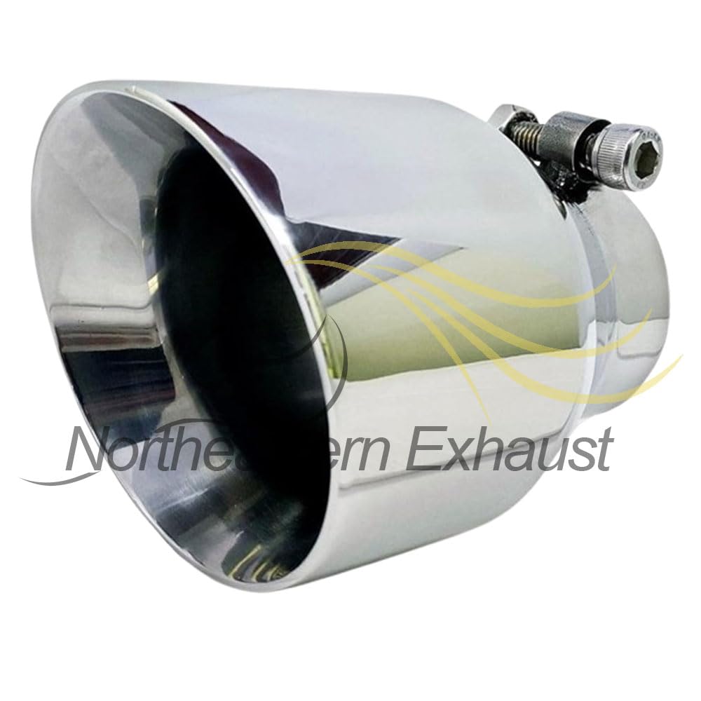 Polished Universal Dual Wall Round Exhaust Tip - 2.5" Inch ID x 4" OD and 5.5" Long - Bolt-On