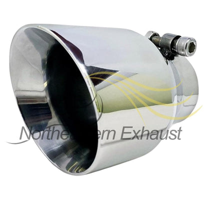 Polished Universal Dual Wall Round Exhaust Tip - 2.5" Inch ID x 4" OD and 5.5" Long - Bolt-On