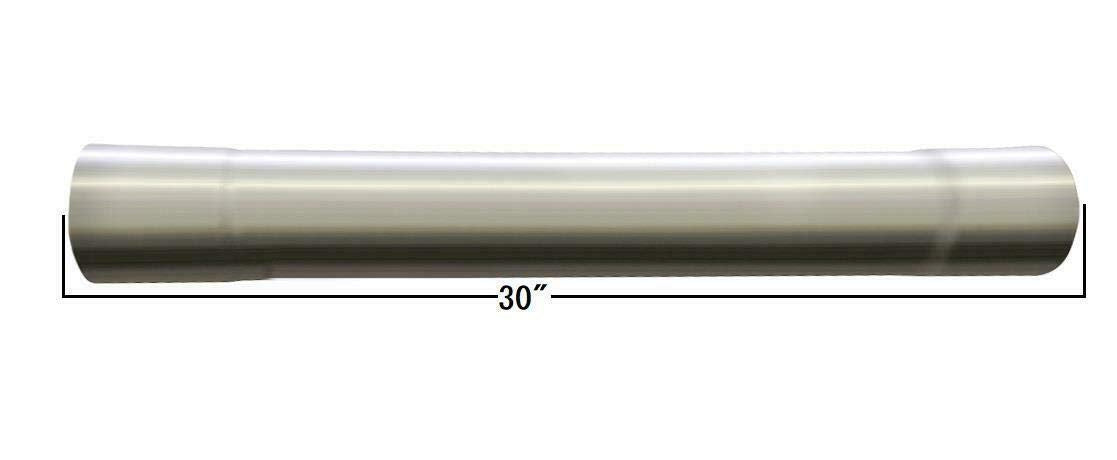 Stainless Steel Exhaust Straight Pipe 3" ID x 30" Long with Two Band Clamps