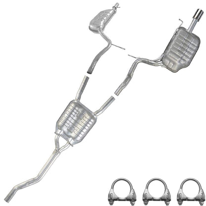 Northeastern Exhaust | Stainless Steel Direct Fit Resonator Pipe & Muffler Exhaust System Kit Compatible for Audi A4 Quattro 2005-2009 2.0L | Free Clamps | Automotive Replacement Part