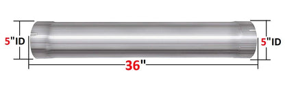 Colt Exhaust | Stainless Steel Straight Pipe Universal Fit Muffler Exhaust Pipe 5"ID (36" Long) | Free Two Lap Joint Band Clamps Included | Automotive Replacement Part