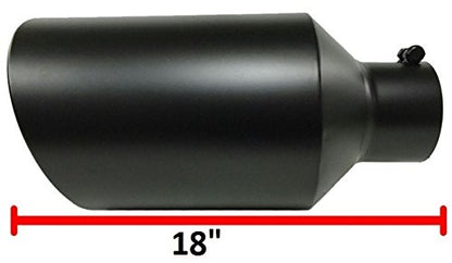 Colt Exhaust | Stainless Steel Universal High Temperature Black Coated Diesel Truck Bolt On Exhaust Tip (5"Inlet x 8"Outlet x 18"Long) | Automotive Replacement Part