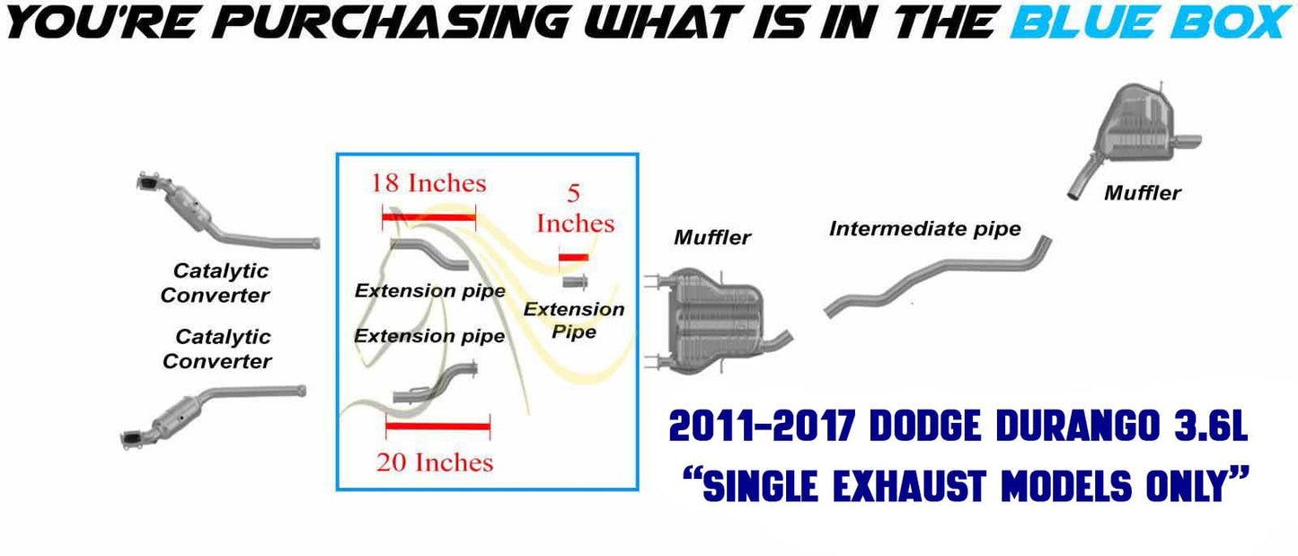 Exhaust Pipes for 2011-2018  Dodge Durango and 2011-2019 Jeep Grand Cherokee 3.6L