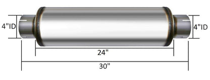 Colt Exhaust | Stainless Steel Universal Performance Diesel Muffler Exhuast Pipe (4"ID/OD x 30"Long) | Automotive Replacement Part