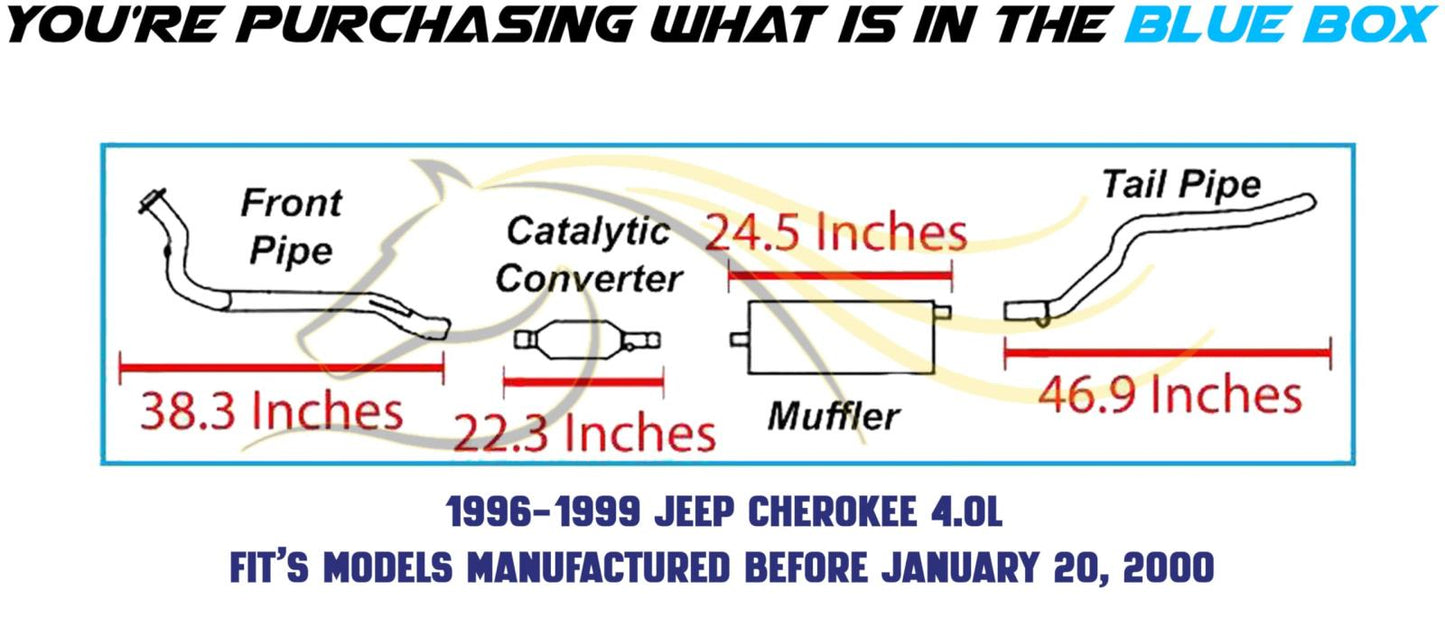 1996-1999 Jeep Cherokee 4.0L Complete Exhaust System Kit with EPA-Approved