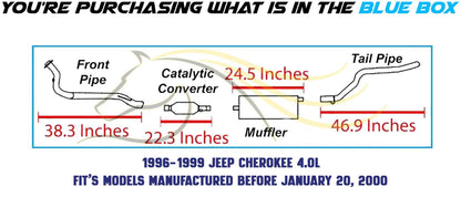 1996-1999 Jeep Cherokee 4.0L Complete Exhaust System Kit with EPA-Approved