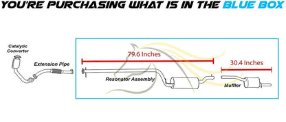 2000-2004 Ford Focus 2.0L Exhaust Resonator Pipe and Muffler