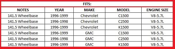 H Pipe, Muffler, and Tail Pipe for 1996-1999 Chevrolet/GMC C/K 1500 5.7L - 141.5" WB