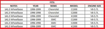 H Pipe, Muffler, and Tail Pipe for 1996-1999 Chevrolet/GMC C/K 1500 5.7L - 141.5" WB