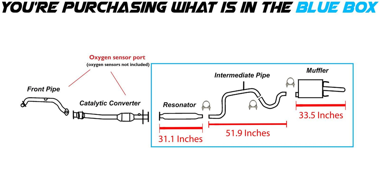 2003-2005 Chevrolet Impala and Monte Carlo 3.4L 3.8L Resonator, Intermediate Pipe and Muffler