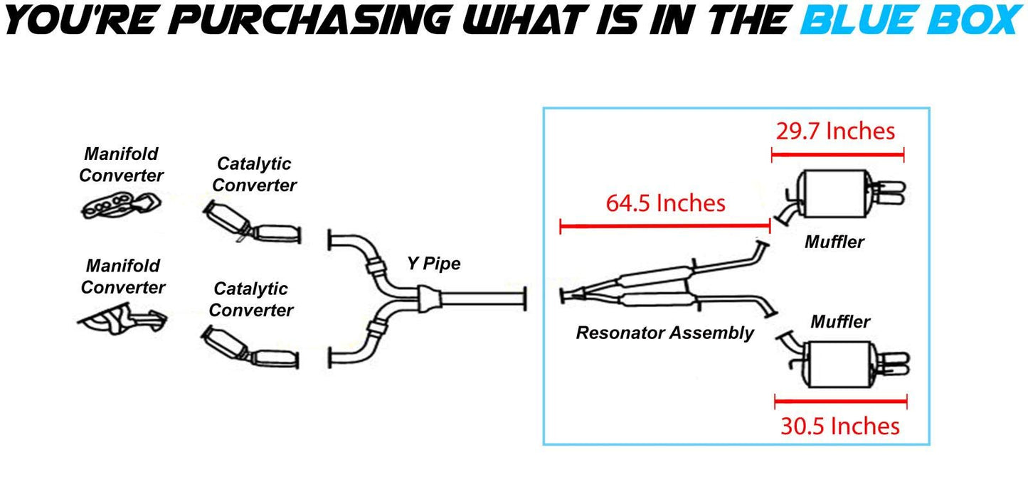 2006-2010 Infiniti M35 and M45 3.5L 4.5L Exhaust Resonator Pipe and Mufflers