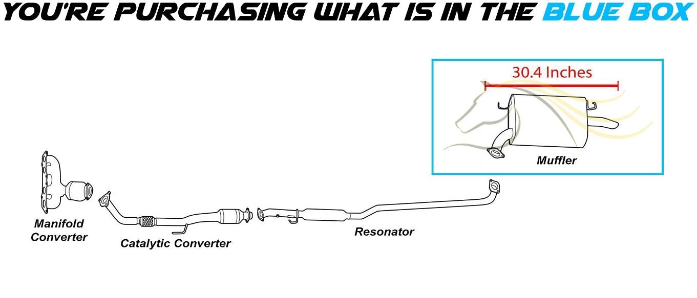 Northeastern Exhaust | Stainless Steel Exhaust Muffler Compatible for Toyota Camry 1997-2001 3.0L | Free Hangers, Clamp, and Bolts & Nuts Included | Automotive Replacement Part