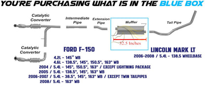 Exhaust Muffler for 2004-2008 Ford F-150 4.6L/5.4L, 2005-2008 F-150 4.2L, and 2006-2008 Lincoln Mark LT 5.4L