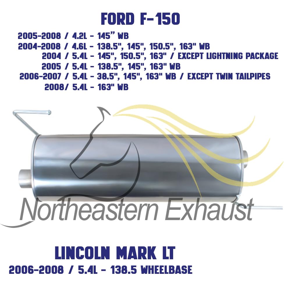Exhaust Muffler for 2004-2008 Ford F-150 4.6L/5.4L, 2005-2008 F-150 4.2L, and 2006-2008 Lincoln Mark LT 5.4L