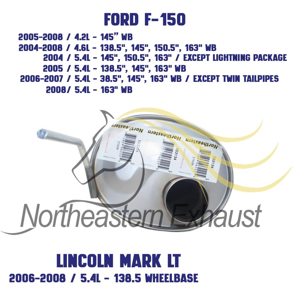 Exhaust Muffler for 2004-2008 Ford F-150 4.6L/5.4L, 2005-2008 F-150 4.2L, and 2006-2008 Lincoln Mark LT 5.4L