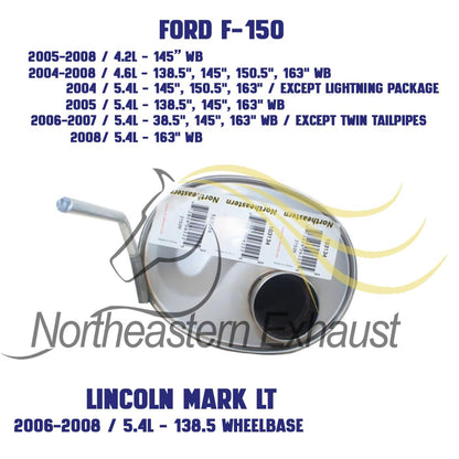Exhaust Muffler for 2004-2008 Ford F-150 4.6L/5.4L, 2005-2008 F-150 4.2L, and 2006-2008 Lincoln Mark LT 5.4L