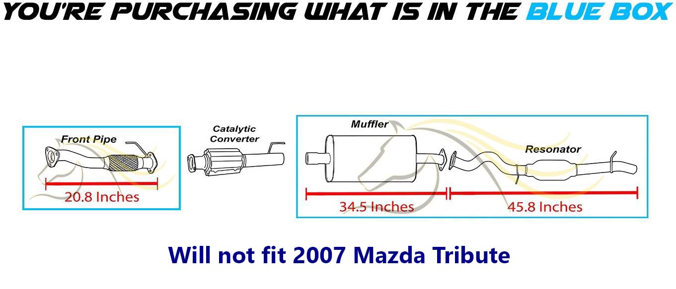 2005-2006 & 2008 2.3L Mazda Tribute | 2005-2008 Ford Escape 2.3L Front Pipe, Muffler, Resonator Exhaust System Kit