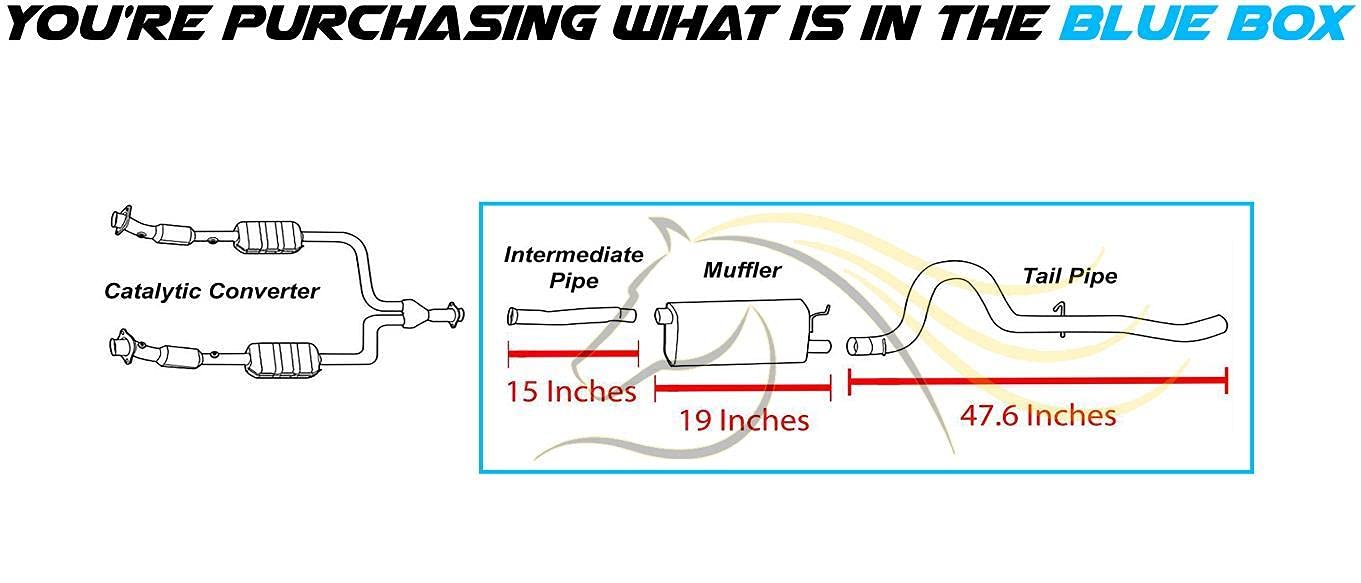 1999-2004 Ford Mustang 3.8L 3.9L Exhaust Pipe, Muffler and Tail Pipe