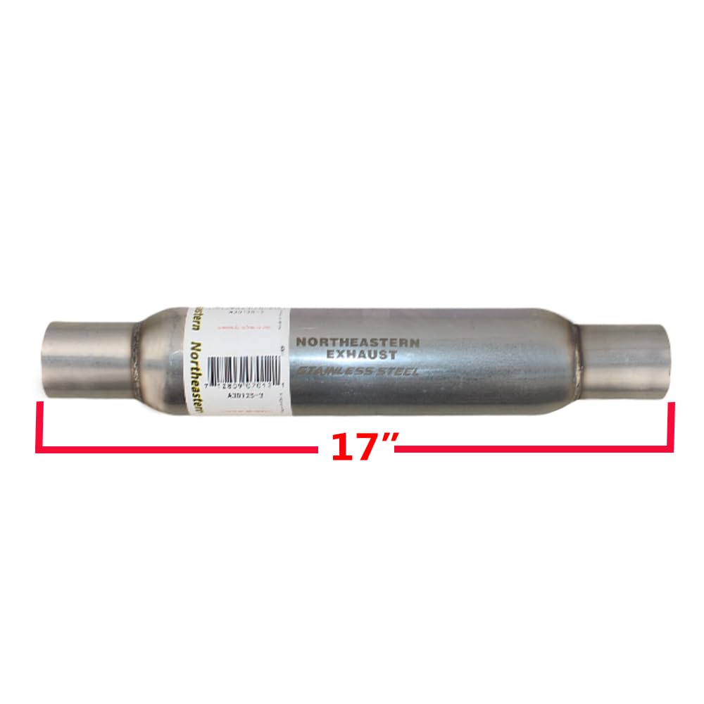 Colt Exhaust | Stainless Steel Universal Exhaust Glass Pack Muffler/Resonator (2" ID 2.12 "OD x 17" Long) | Automotive Replacement Part