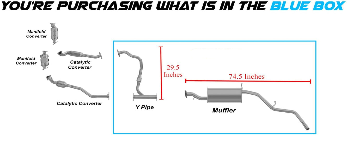 Northeastern Exhaust | Stainless Steel - Y-Pipe Exhaust Muffler Assembly Compatible for Nissan Xterra 2002-2004 3.3L | Free Gaskets, Hanger and Clamps Included | Automotive Replacement Part