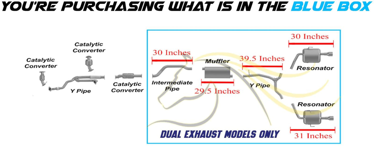 2013-2017 Chevrolet Traverse 3.6L Intermediate Pipe, Muffler, Y-Pipe, Pair of Resonator Exhaust System Kit