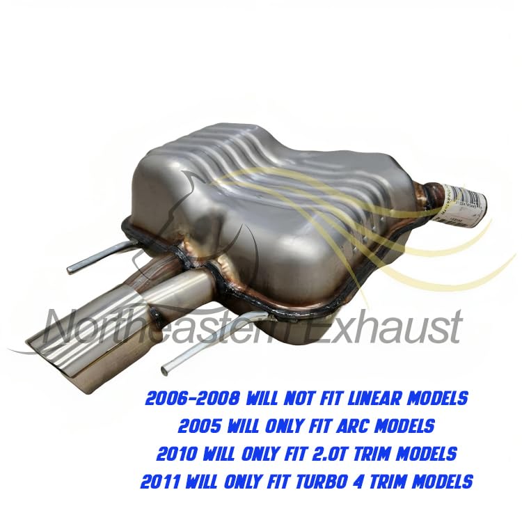 Northeastern Exhaust | Stainless Steel Resonator Pipe & Muffler Exhaust System Kit Compatible for Saab 9-3 2005-2008 & 2010-2011 2.0L | Free Clamps Included | Automotive Replacement Part
