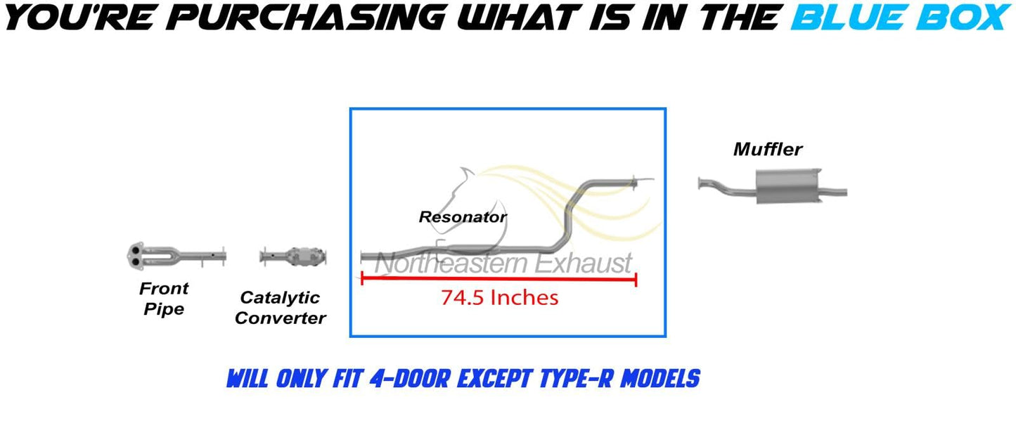 Northeastern Exhaust | Direct Fit Exhaust Resonator Pipe Compatible for Acura Integra 1994-2001 1.8L 4-Door - Includes Gasket and Bolt Spring | For 4-Door Except Type-R Models