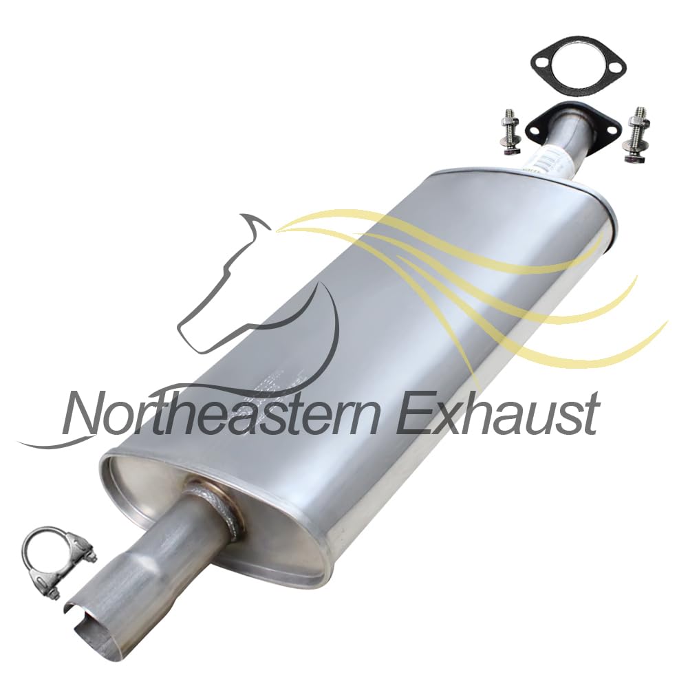 Northeastern Exhaust | Stainless Steel Exhaust Muffler Compatible for Ford Escape 2005-2008 2.3L & 3.0L | Mercury Mariner 2005-2008 2.3L & 3.0L | Mazda Tribute 2005-2006 3.0L | Tribute 2005-2006 & 2008 2.3L | Free Clamp, Gasket, and Bolts & Nuts Included