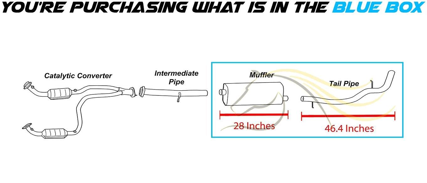 Muffler and Tail Pipe Exhaust for 2001-2005 Chevrolet Avalanche 1500 and GMC Yukon XL 1500 5.3L