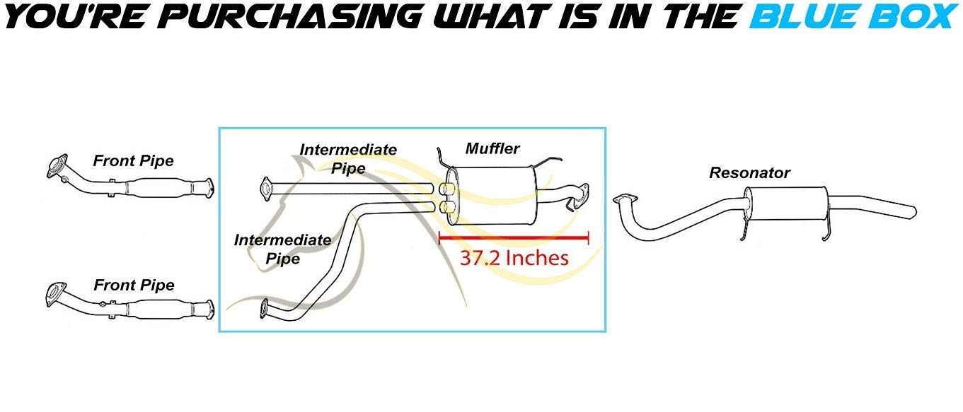 Exhaust Intermediate Pipes and Muffler for 2001-2003 Infiniti QX4 3.5 and 2001-2004 Nissan Pathfinder 3.5L