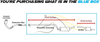 2000-2004 Ford Focus 2.0L Exhaust Resonator Pipe and Muffler
