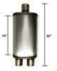 Universal Exhaust Muffler - 2.25"ID Center / 2.25" ID Dual Outlets Reversible