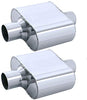 Stainless Steel Pair of Center Single Chamber Performance Exhaust Race Muffler Universal Fit (2.5" ID/OD x 13" Long)