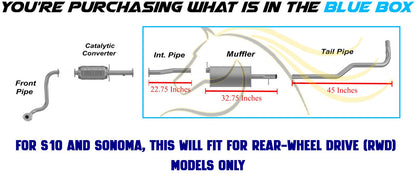 1998-2000 Chevrolet S10, GMC Sonoma, Isuzu Hombre 2.2L Exhaust Pipe, Muffler and Tail Pipe