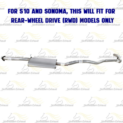 1998-2000 Chevrolet S10, GMC Sonoma, Isuzu Hombre 2.2L Exhaust Pipe, Muffler and Tail Pipe