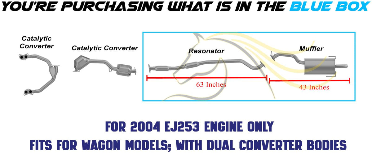 Resonator Pipe and Muffler Exhaust for 2000-2004 Subaru Legacy and Outback 2.5L
