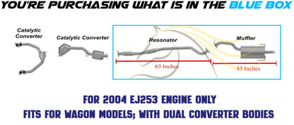 Resonator Pipe and Muffler Exhaust for 2000-2004 Subaru Legacy and Outback 2.5L