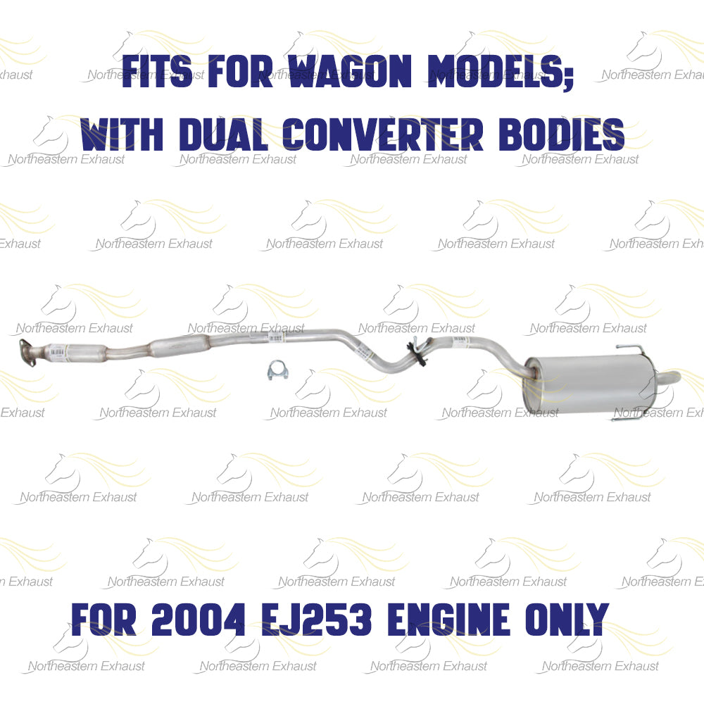 Resonator Pipe and Muffler Exhaust for 2000-2004 Subaru Legacy and Outback 2.5L
