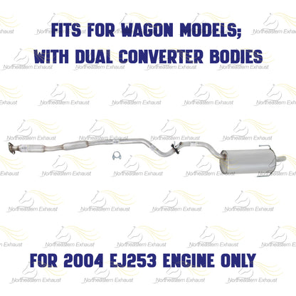 Resonator Pipe and Muffler Exhaust for 2000-2004 Subaru Legacy and Outback 2.5L