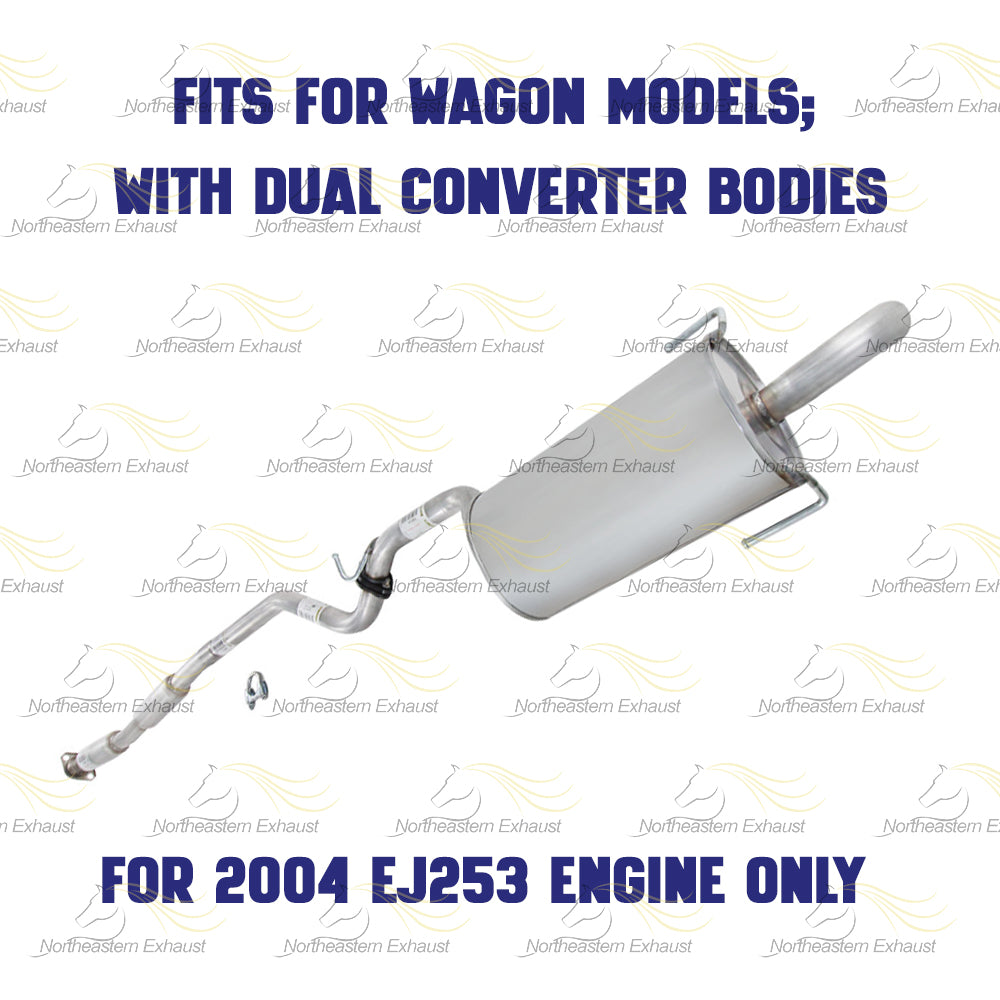 Resonator Pipe and Muffler Exhaust for 2000-2004 Subaru Legacy and Outback 2.5L