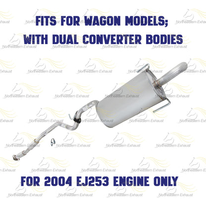 Resonator Pipe and Muffler Exhaust for 2000-2004 Subaru Legacy and Outback 2.5L