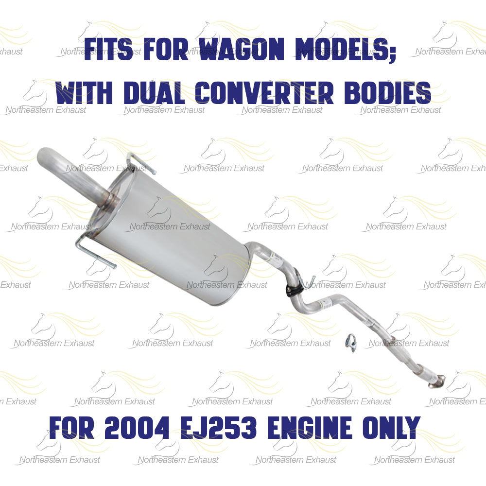 Resonator Pipe and Muffler Exhaust for 2000-2004 Subaru Legacy and Outback 2.5L