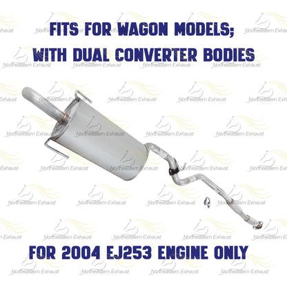 Resonator Pipe and Muffler Exhaust for 2000-2004 Subaru Legacy and Outback 2.5L