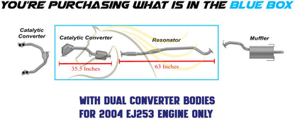 2000-2004 Subaru Legacy 2.5L Catalytic Converter and Resonator Pipe Exhaust System
