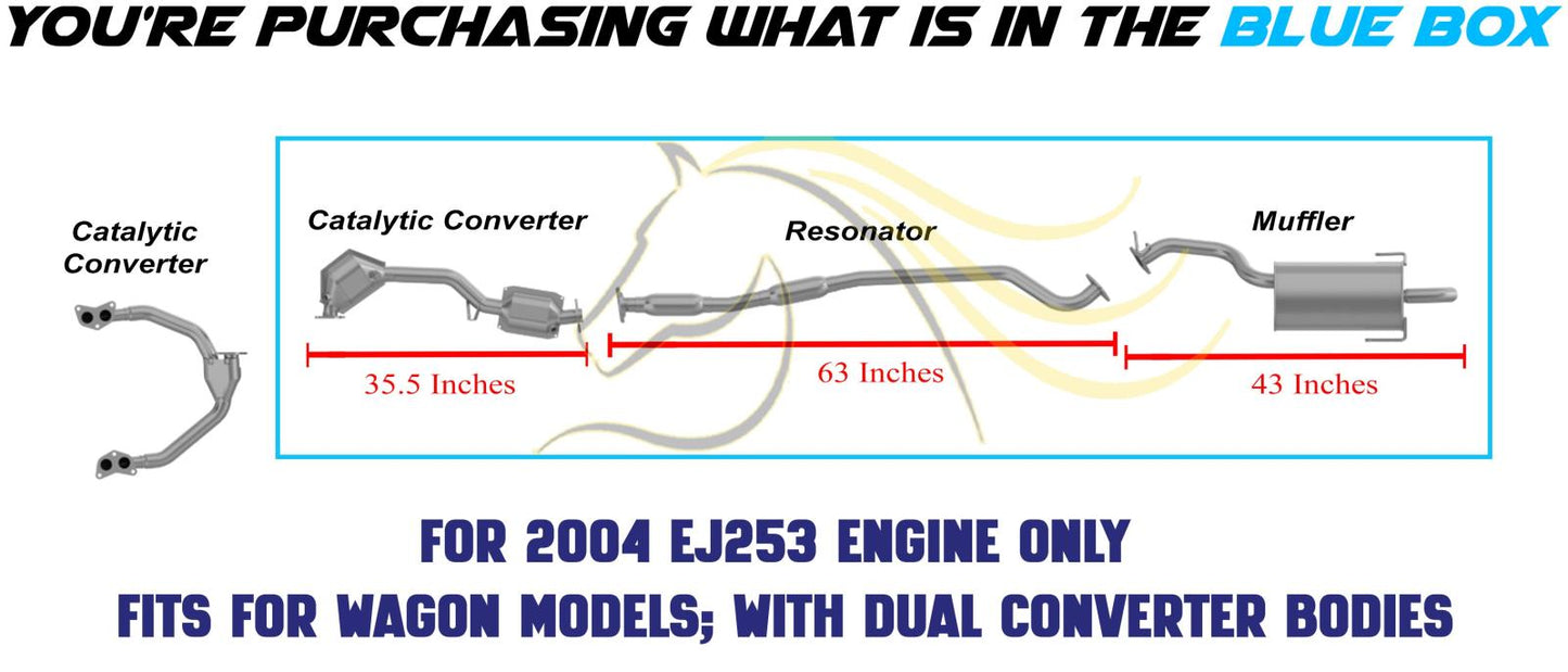 2000-2004 Subaru Legacy 2.5L Catalytic, Resonator and Muffler Exhaust System - For Wagon