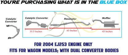 2000-2004 Subaru Legacy 2.5L Catalytic, Resonator and Muffler Exhaust System - For Wagon