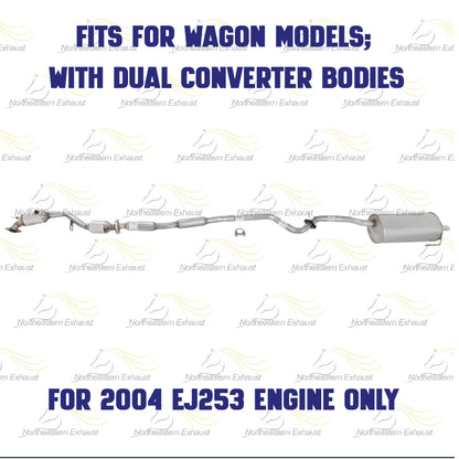 2000-2004 Subaru Legacy 2.5L Catalytic, Resonator and Muffler Exhaust System - For Wagon