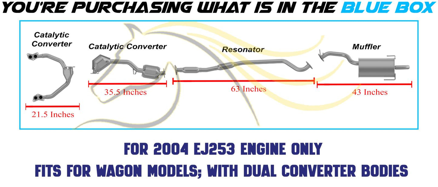 2000-2004 Subaru Legacy 2.5L Complete Exhaust System with Catalytic - For Wagon